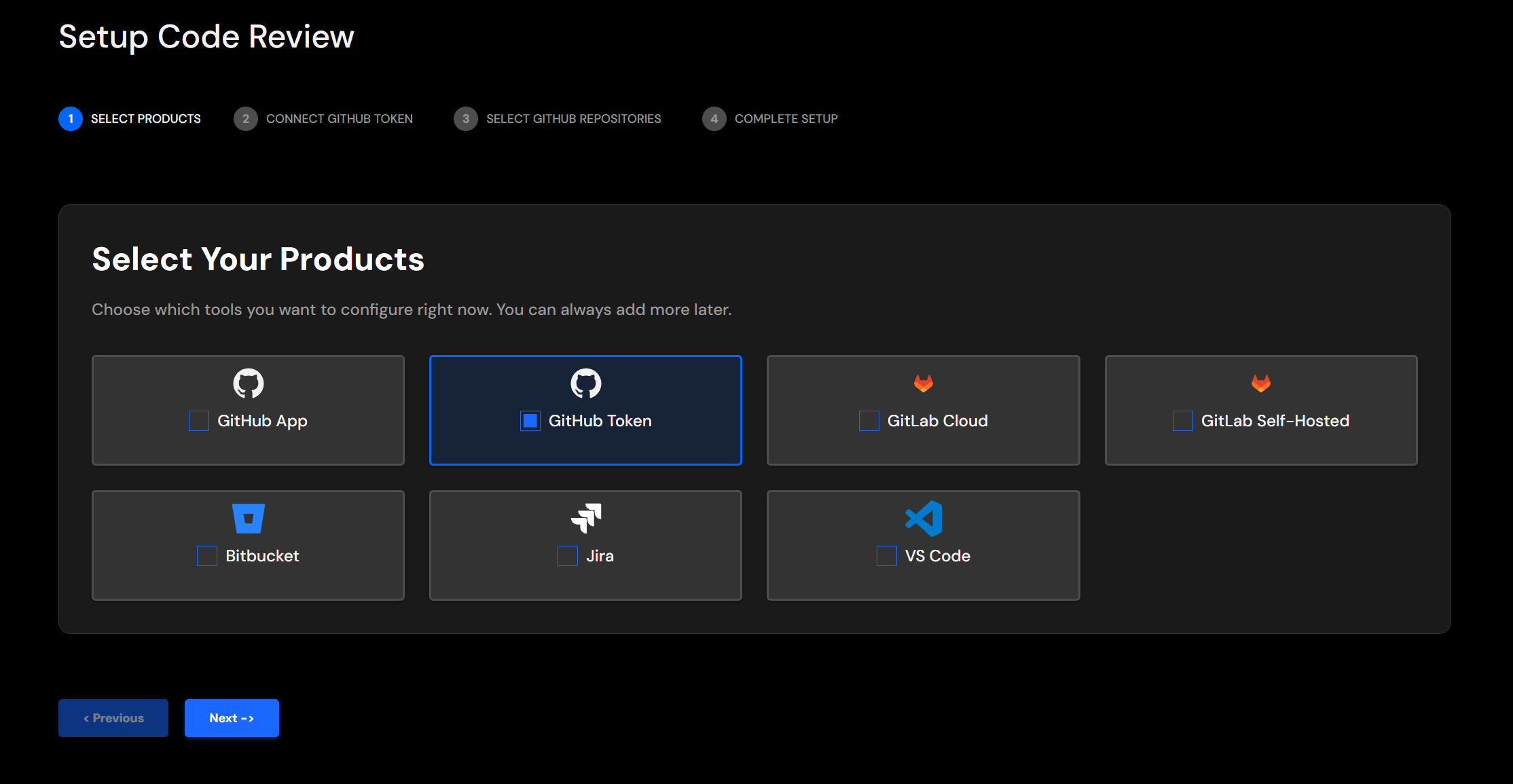 Select GitHub Token