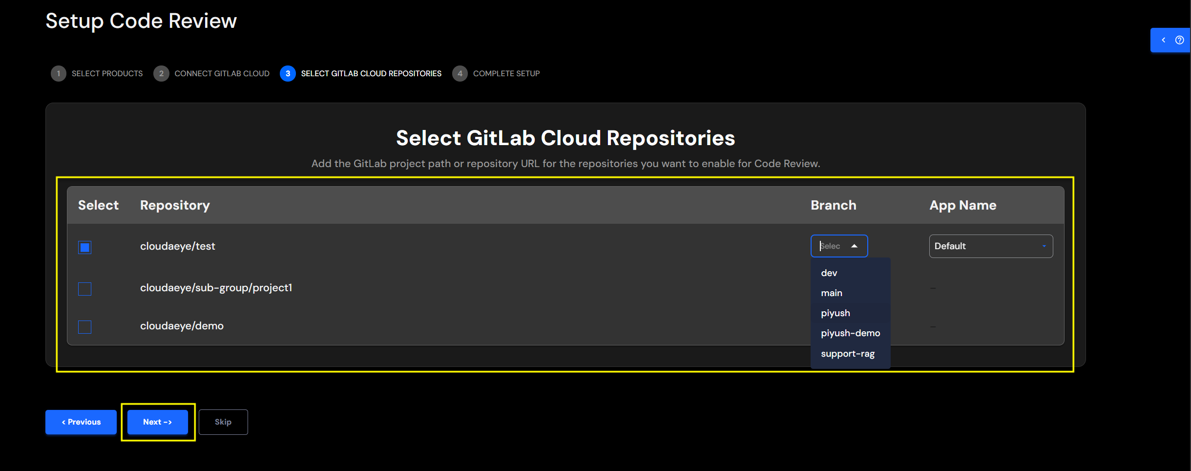 Configure Repo Details