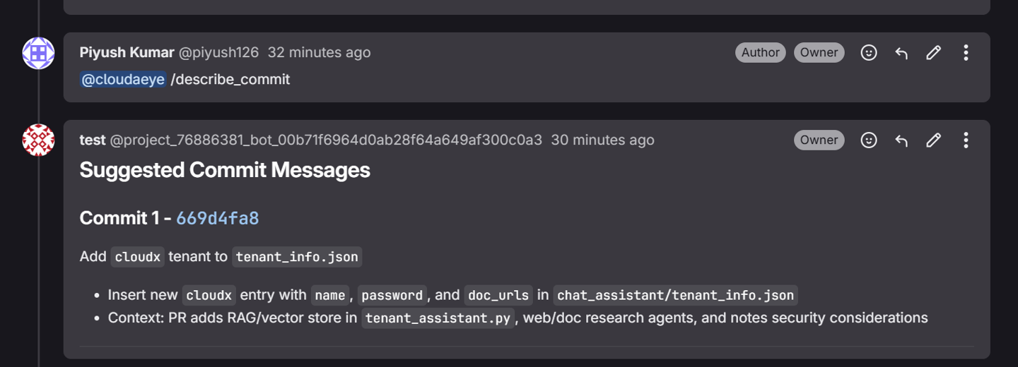 Describe Commit Message