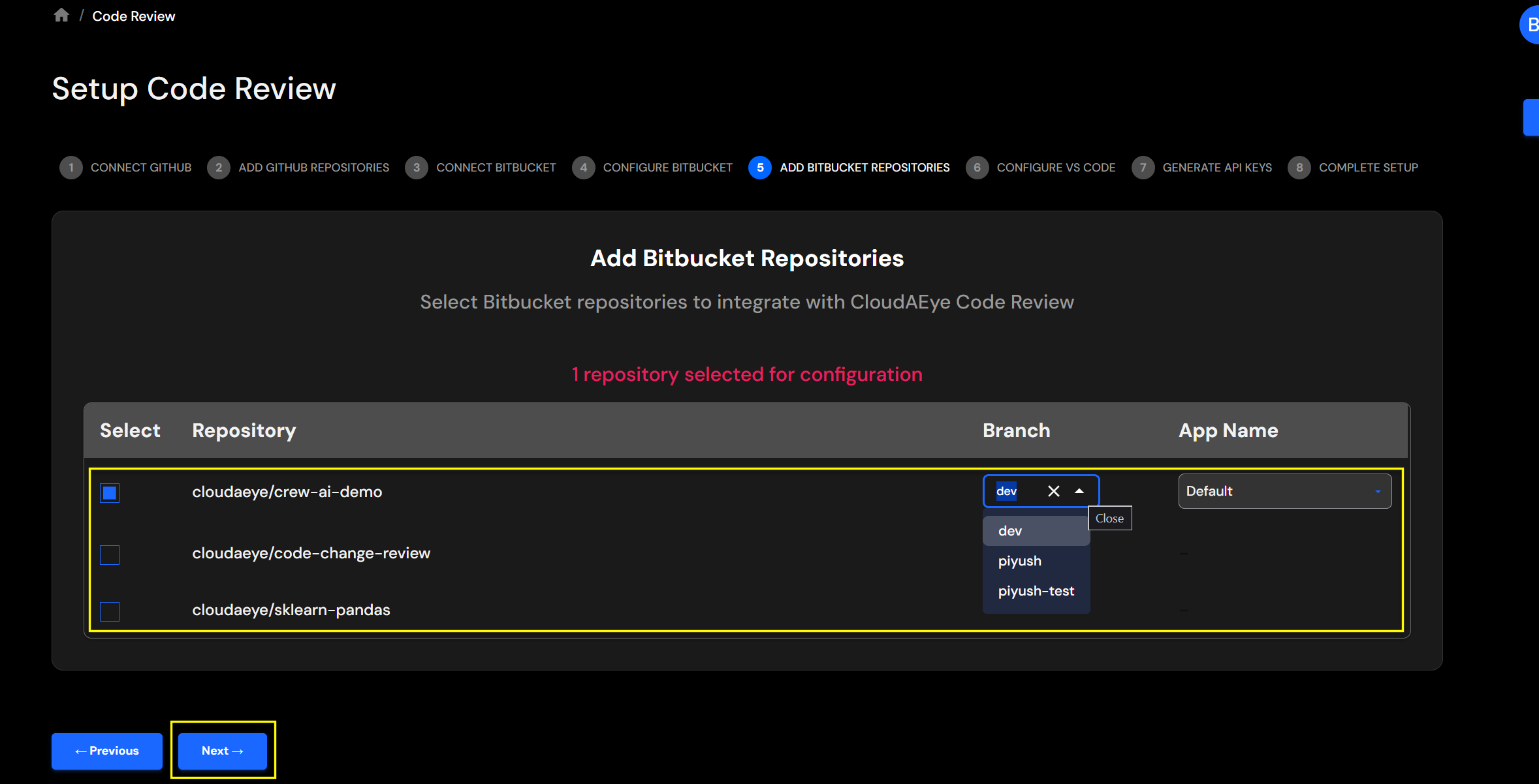 Configure Repo Details