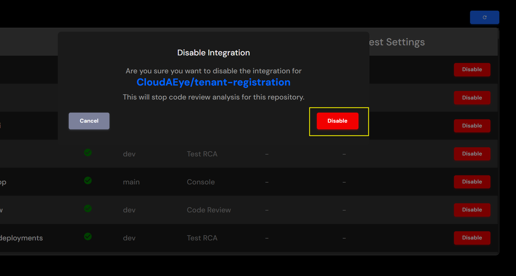 Repo Disable Confirmation
