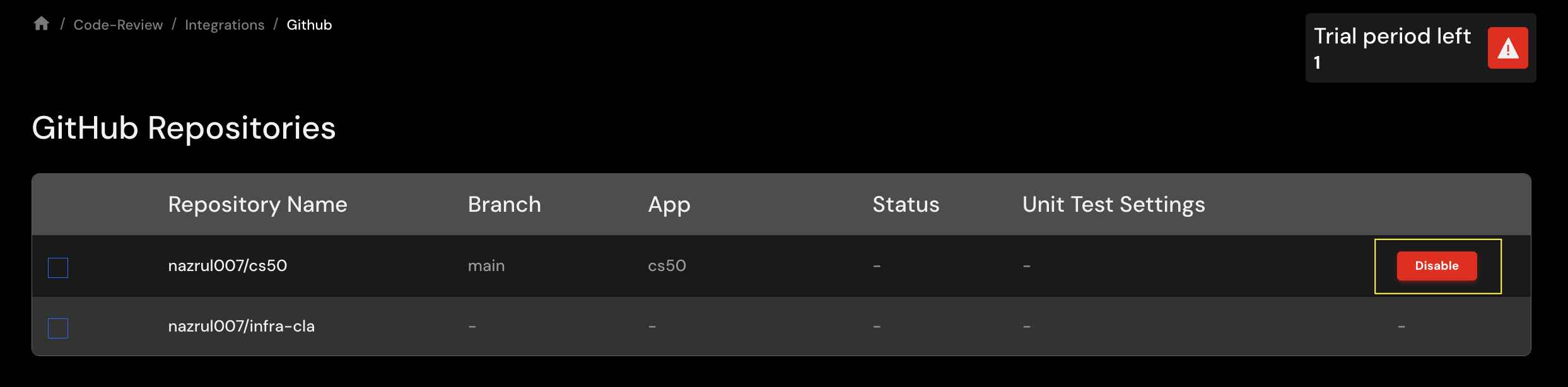 Repo Disable