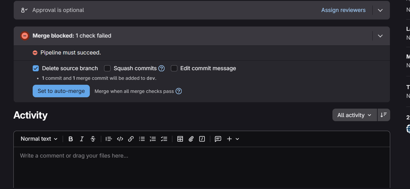 GitLab PR Merge Blocked