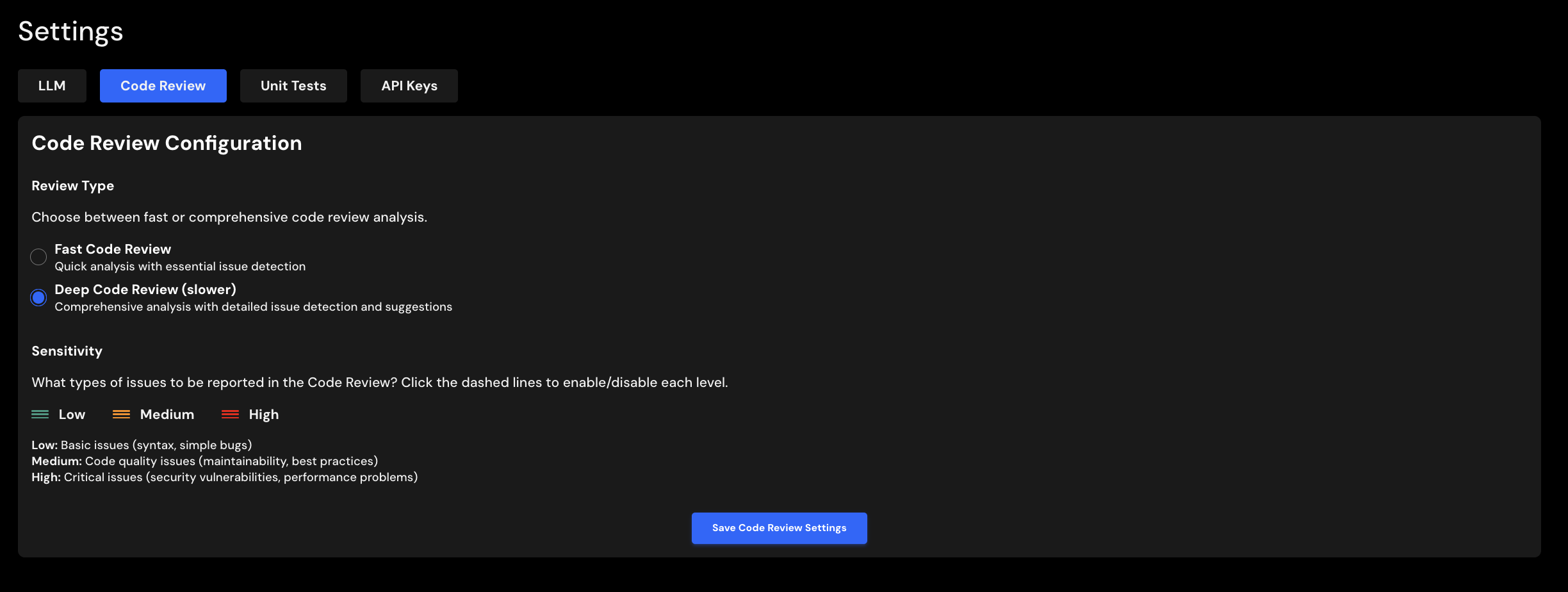 Code Review Settings