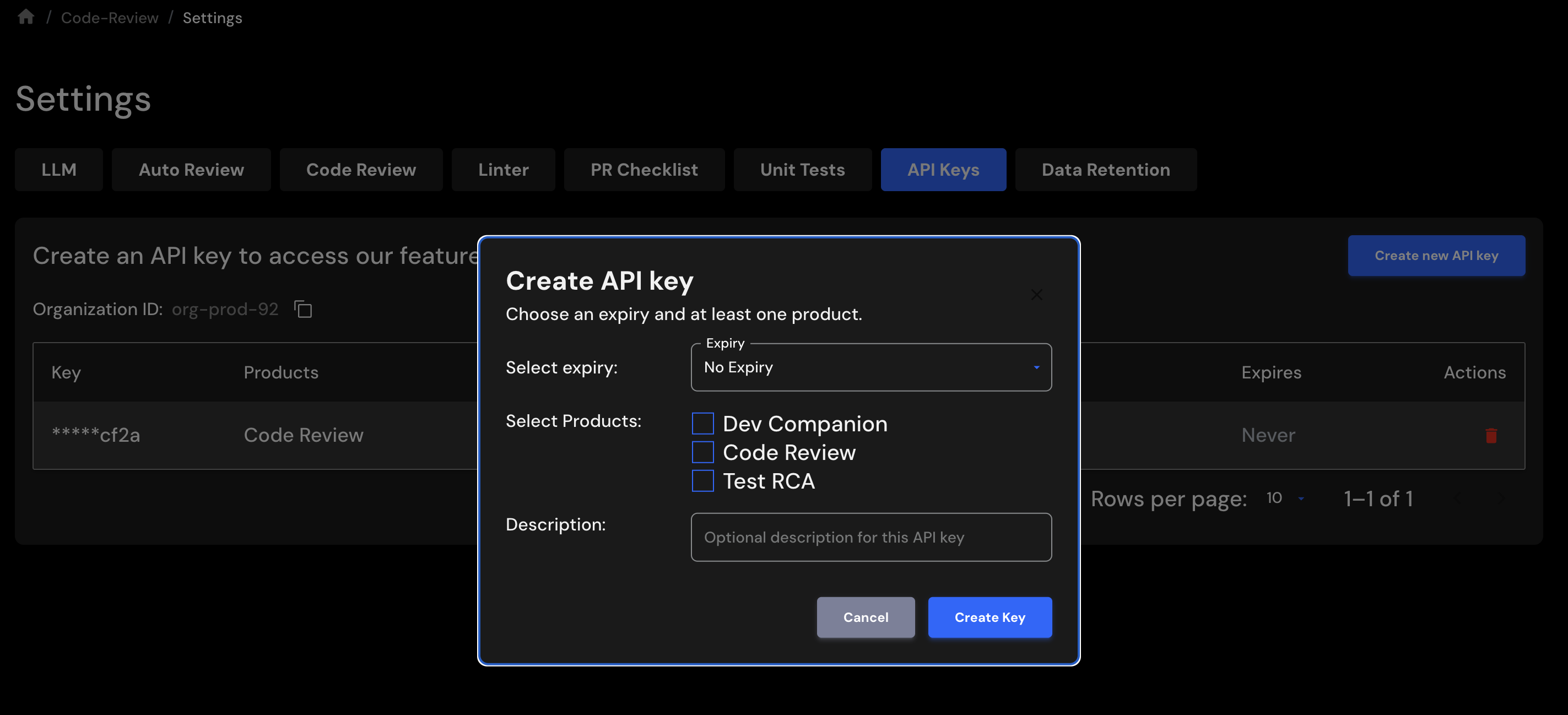 Create API Keys