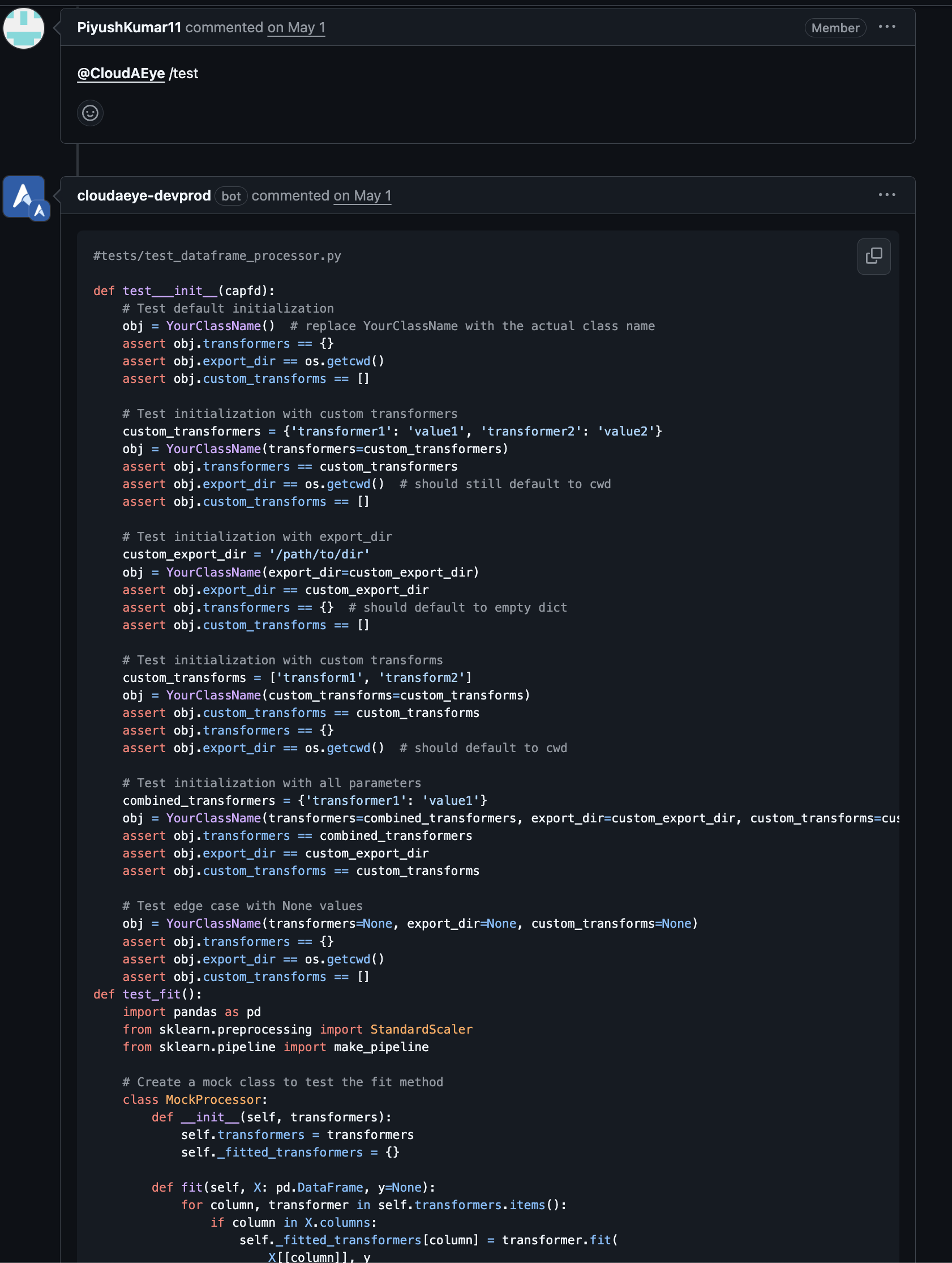 Unit test generation