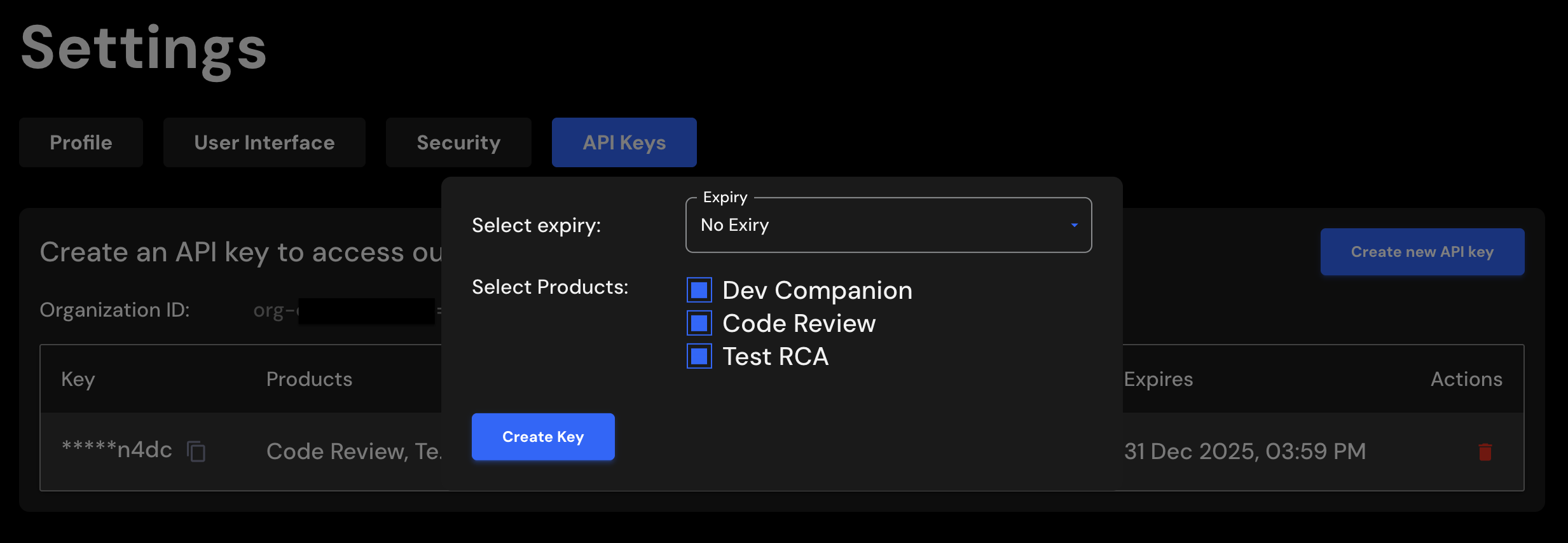 Create API Key