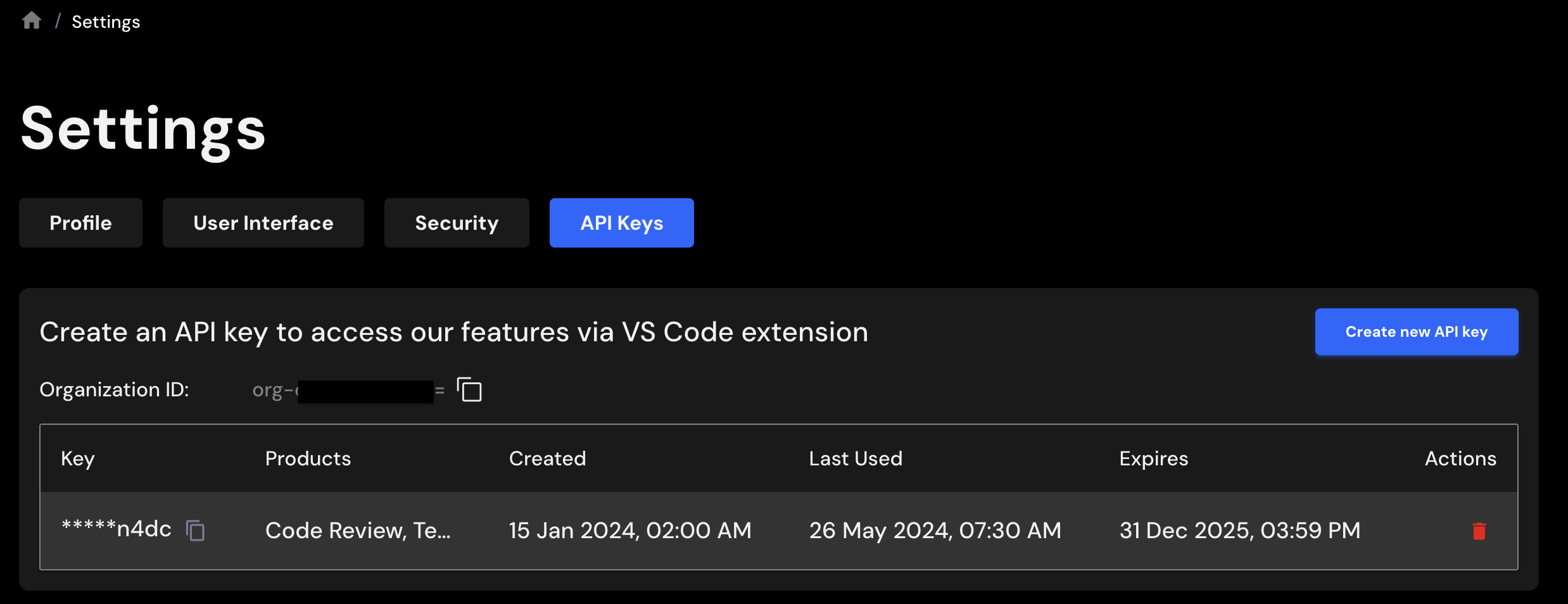 API Key Page