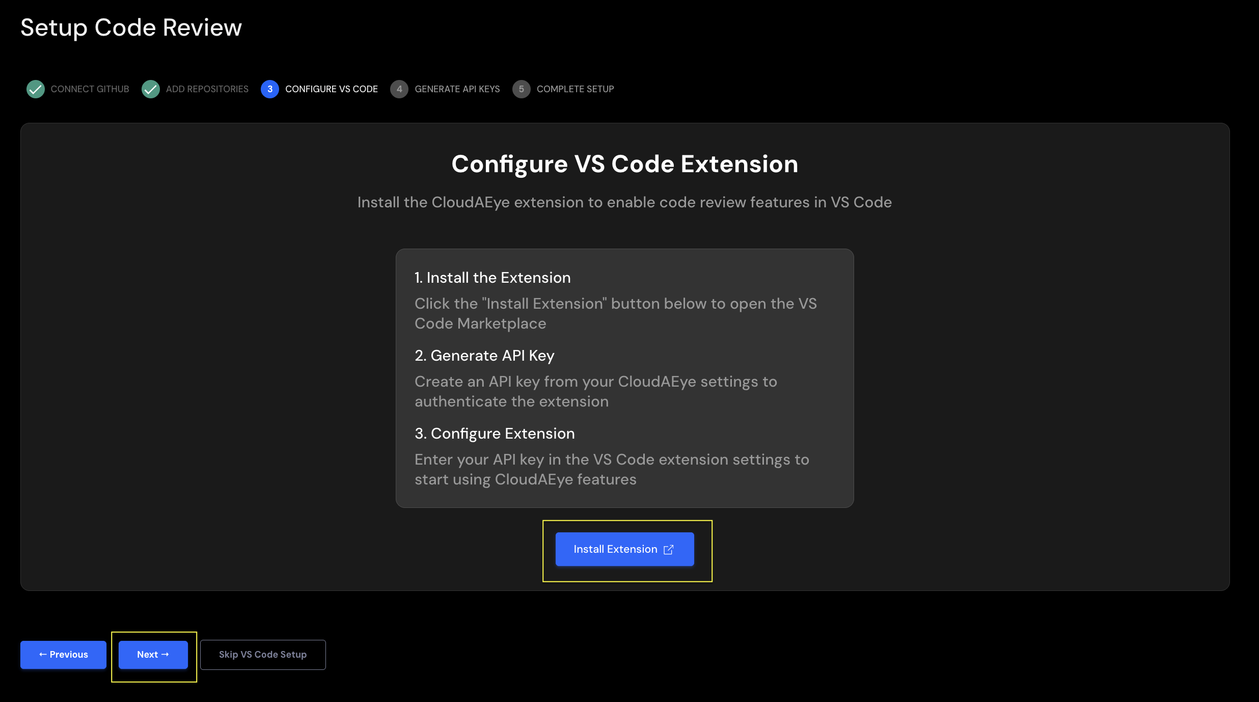 VS Code Setup Page