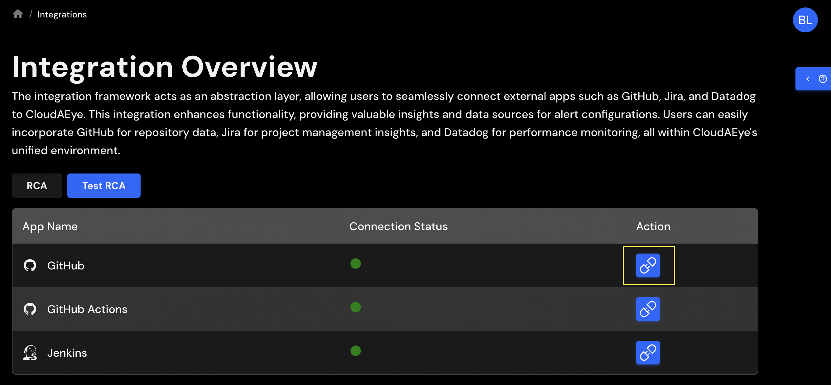 Test RCA Integration